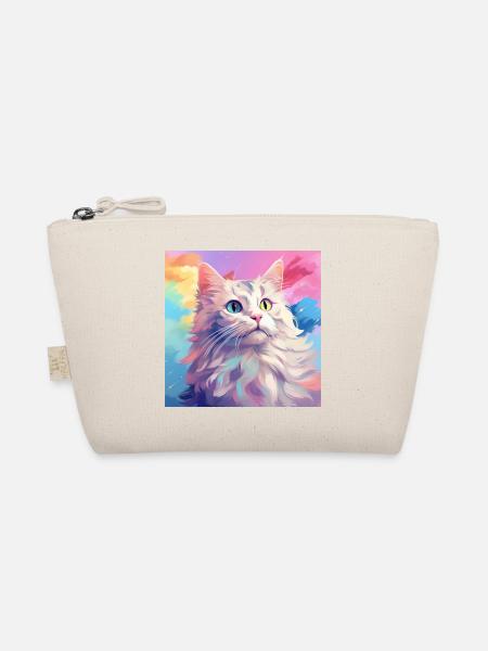 Katze, katzenmotiv, anime, geschenk, geschenkideen - Bio-Täschchen - Natur - Vorne