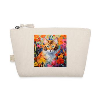 chat, motif de chat, fleurs, cadeau, idée cadeau - Trousse biologique - nature - Devant