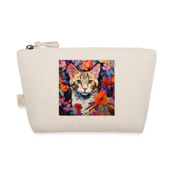 chat, motif de chat, fleurs, cadeau, idée cadeau - Trousse biologique - nature - Devant