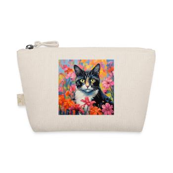 chat, motif de chat, fleurs, cadeau, idée cadeau - Trousse biologique - nature - Devant