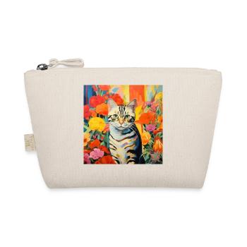 chat, motif de chat, fleurs, cadeau, idée cadeau - Trousse biologique - nature - Devant