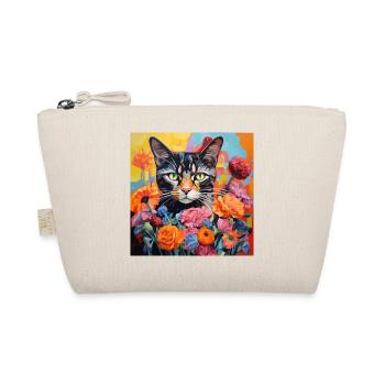 chat, motif de chat, fleurs, cadeau, idée cadeau - Trousse biologique - nature - Devant