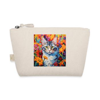 chat, motif de chat, fleurs, cadeau, idée cadeau - Trousse biologique - nature - Devant