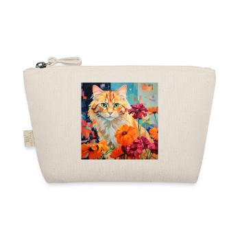 chat, motif de chat, fleurs, cadeau, idée cadeau - Trousse biologique - nature - Devant