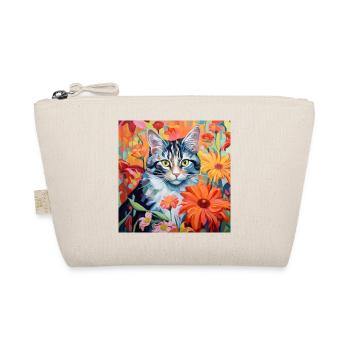 chat, motif de chat, fleurs, cadeau, idée cadeau - Trousse biologique - nature - Devant