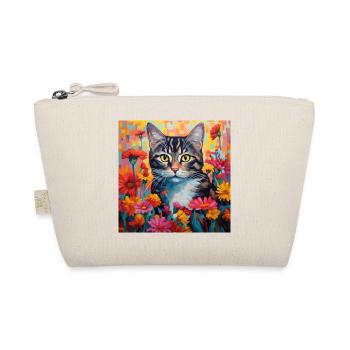 chat, motif de chat, fleurs, cadeau, idée cadeau - Trousse biologique - nature - Devant