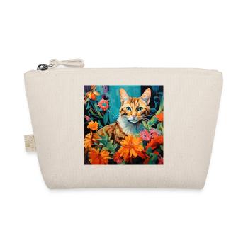 chat, motif de chat, fleurs, cadeau, idée cadeau - Trousse biologique - nature - Devant