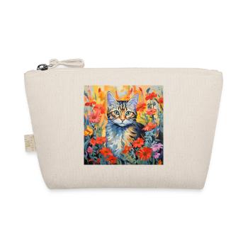 chat, motif de chat, fleurs, cadeau, idée cadeau - Trousse biologique - nature - Devant