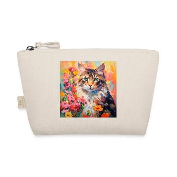 chat, motif de chat, fleurs, cadeau, idée cadeau - Trousse biologique - nature - Devant