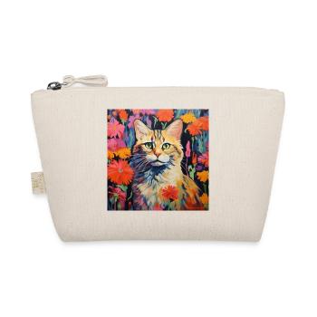 chat, motif de chat, fleurs, cadeau, idée cadeau - Trousse biologique - nature - Devant