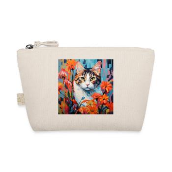 chat, motif de chat, fleurs, cadeau, idée cadeau - Trousse biologique - nature - Devant