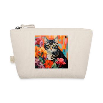 chat, motif de chat, fleurs, cadeau, idée cadeau - Trousse biologique - nature - Devant