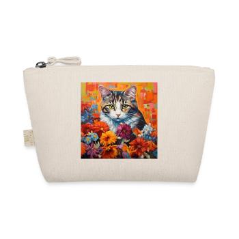 chat, motif de chat, fleurs, cadeau, idée cadeau - Trousse biologique - nature - Devant