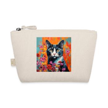 chat, motif de chat, fleurs, cadeau, idée cadeau - Trousse biologique - nature - Devant