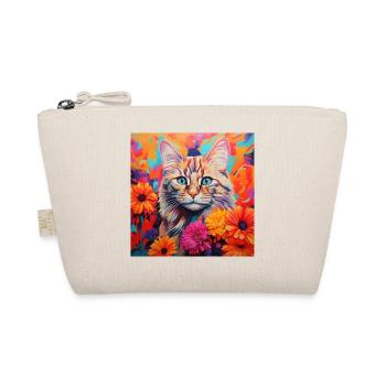 chat, motif de chat, fleurs, cadeau, idée cadeau - Trousse biologique - nature - Devant