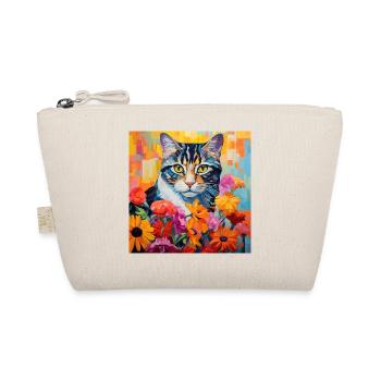 chat, motif de chat, fleurs, cadeau, idée cadeau - Trousse biologique - nature - Devant