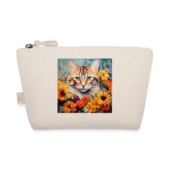 chat, motif de chat, fleurs, cadeau, idée cadeau - Trousse biologique - nature - Devant