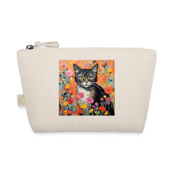 chat, motif de chat, fleurs, cadeau, idée cadeau - Trousse biologique - nature - Devant