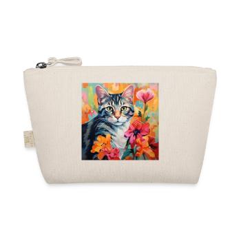 chat, motif de chat, fleurs, cadeau, idée cadeau - Trousse biologique - nature - Devant