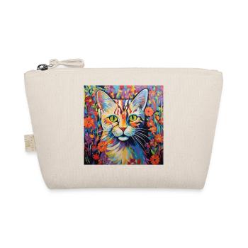 Katze, katzenmotiv, blumen, geschenk, geschenkidee - Bio-Täschchen - Natur - Vorne