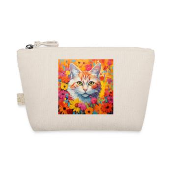 chat, motif de chat, fleurs, cadeau, idée cadeau - Trousse biologique - nature - Devant