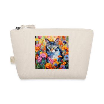 chat, motif de chat, fleurs, cadeau, idée cadeau - Trousse biologique - nature - Devant