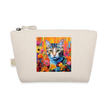 chat, motif de chat, fleurs, cadeau, idée cadeau - Trousse biologique - nature - Devant