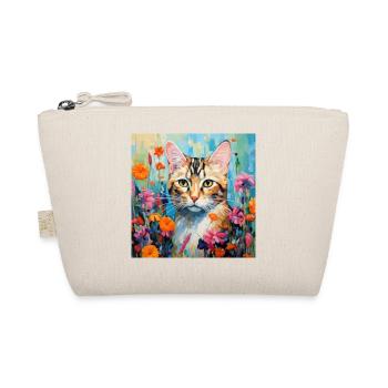 chat, motif de chat, fleurs, cadeau, idée cadeau - Trousse biologique - nature - Devant