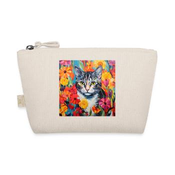 chat, motif de chat, fleurs, cadeau, idée cadeau - Trousse biologique - nature - Devant