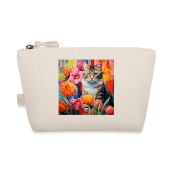 chat, motif de chat, fleurs, cadeau, idée cadeau - Trousse biologique - nature - Devant