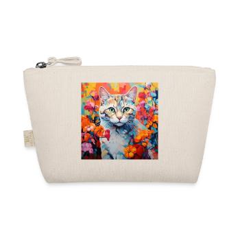 chat, motif de chat, fleurs, cadeau, idée cadeau - Trousse biologique - nature - Devant