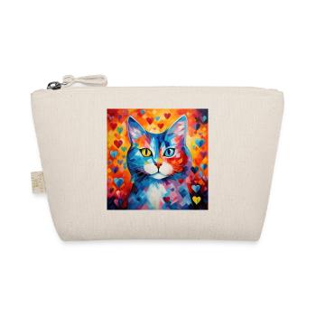 Katze, katzenmotiv, herz, geschenk, geschenkideen - Bio-Täschchen - Natur - Vorne