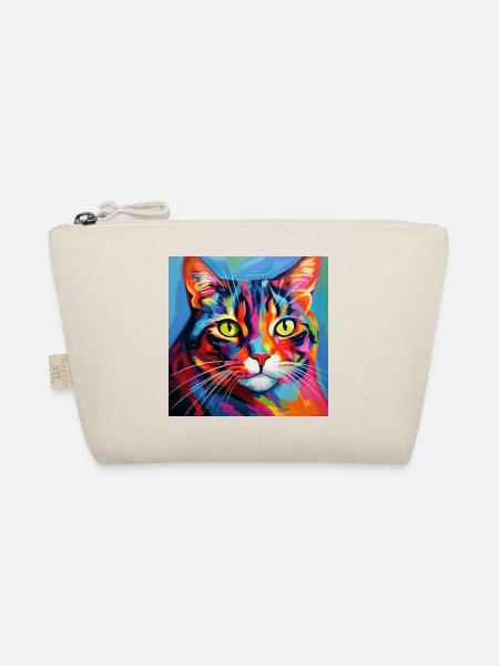 Chat, motif chat, pop art, cadeau, idée cadeau - Trousse biologique - nature - Devant