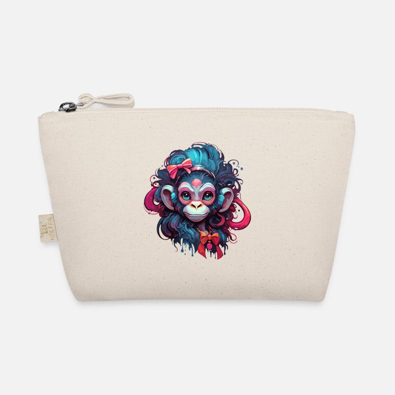 Singe mignon / Fille de singe / Mignon / noeud de cheveux Trousse biologique