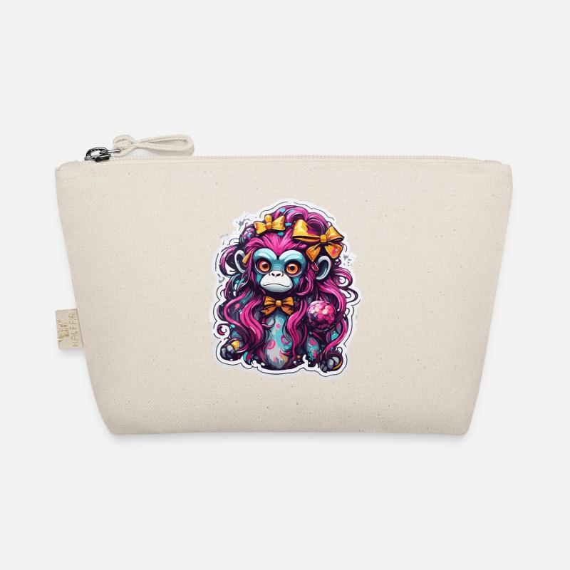 Cute Monkey / Monkey Girl / Cute / Hair Bow Organic Pouch