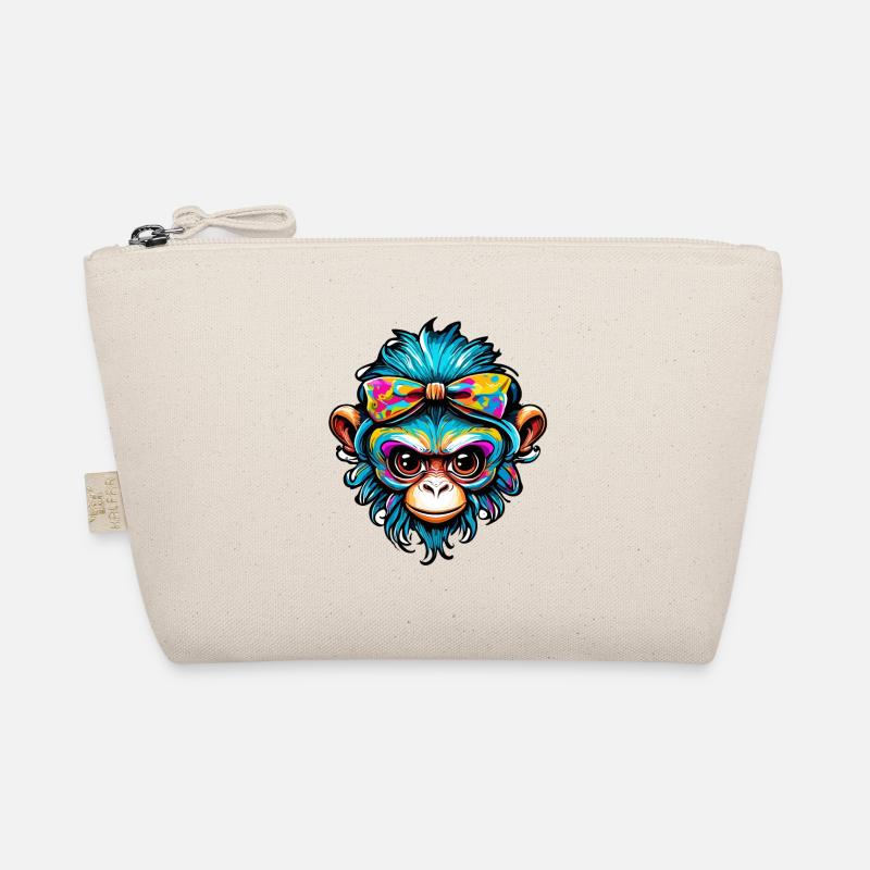 Cute Monkey / Monkey Girl / Cute / Hair Bow Organic Pouch