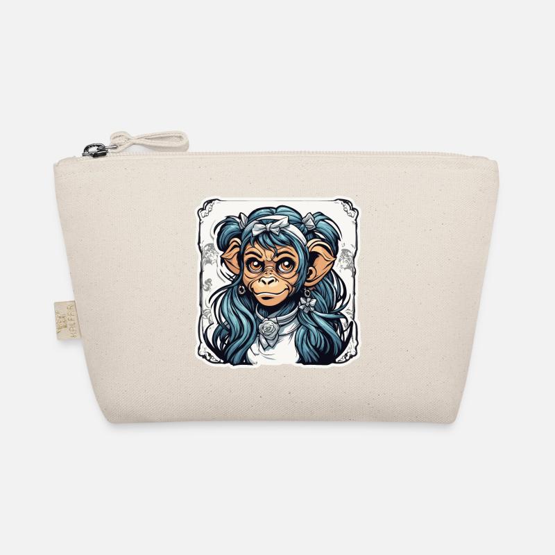 Cute Monkey / Monkey Girl / Cute / Hair Bow Organic Pouch