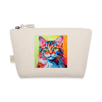 Katze, katzenmotiv, popart, geschenk, geschenkidee - Bio-Täschchen - Natur - Vorne