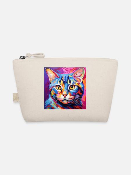 Chat, motif chat, pop art, cadeau, idée cadeau - Trousse biologique - nature - Devant