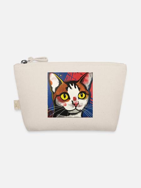 Katze, katzenmotiv, comic, geschenk, geschenkideen - Bio-Täschchen - Natur - Vorne