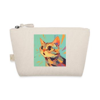 Cat, Cat Motif - Organic Pouch - nature - Front