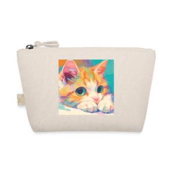 Cat, Cat Motif - Organic Pouch - nature - Front