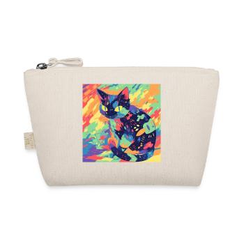 Cat, Cat Motif - Organic Pouch - nature - Front