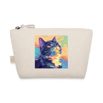 Cat, Cat Motif - Organic Pouch - nature - Front