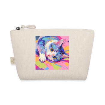 Cat, Cat Motif - Organic Pouch - nature - Front