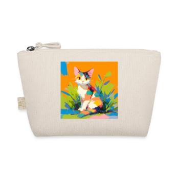 Cat, Cat Motif - Organic Pouch - nature - Front