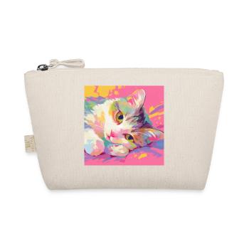 Cat, Cat Motif - Organic Pouch - nature - Front