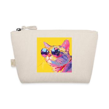 Cat, Cat Motif - Organic Pouch - nature - Front