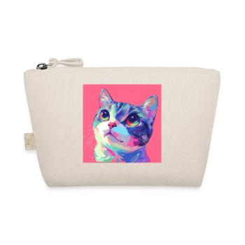 Cat, Cat Motif - Organic Pouch - nature - Front