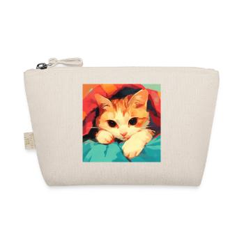 Cat, Cat Motif - Organic Pouch - nature - Front
